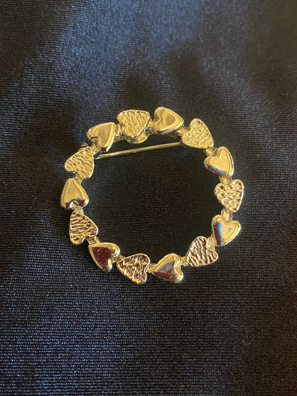3/$20 Gold Heart Circle Brooch - Women Jewelry